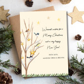 Grappige vier roepende vogels Kerstmis Feestdagenkaart