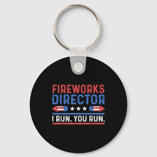 Grappige Vierde 4 Juli Vuurwerk Regisseur Ik Ren Sleutelhanger (Voorkant)