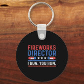 Grappige Vierde 4 Juli Vuurwerk Regisseur Ik Ren Sleutelhanger (Voorkant)
