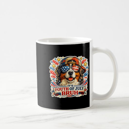 Grappige vierde juli bruh Berner sennenhond Koffiemok (Rechts)