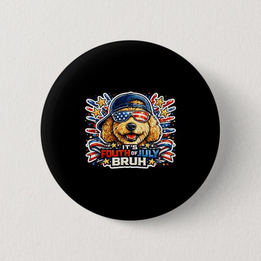 Grappige vierde juli bruh goldendoodle hond ronde button 5,7 cm (Voorkant)