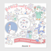 Grappige Vierde Juli Gekke Patriottische Ganzenpar Sticker (Vel)