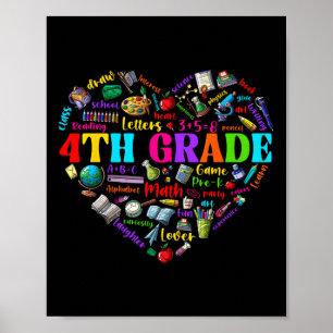 Grappige vierde klas hart studenten eerste schoold poster