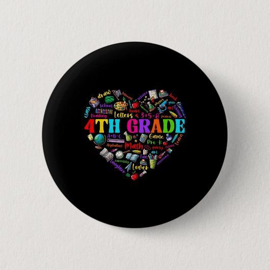 Grappige vierde klas hart studenten eerste schoold ronde button 5,7 cm (Voorkant)