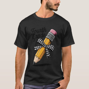 Grappige vierde klas potlood boog terug naar schoo t-shirt
