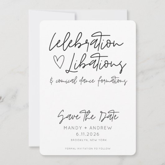 Grappige viering libatations foto bruiloft save the date (Voorkant)