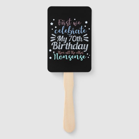 grappige viering van de 70e verjaardag handwaaier (Achterkant)