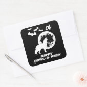 grappige vierkante sticker "HAPPY HOWL-O-WEEN 2" (Envelop)