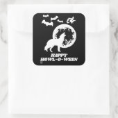 grappige vierkante sticker "HAPPY HOWL-O-WEEN 2" (Tas)