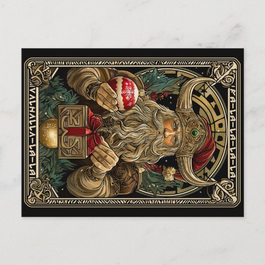 Grappige Viking Kerstman Valhalla Kerstmis Yule Briefkaart (Voorkant)