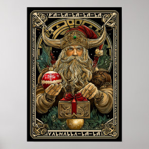Grappige Viking Kerstman Valhalla Kerstmis Yule Poster