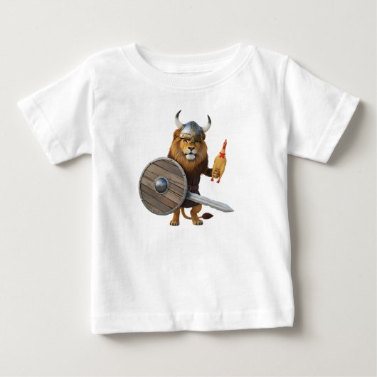 Grappige Viking Leeuw Krijger met Schild en Rubber (Voorkant)