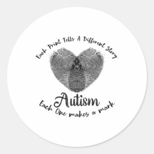 Grappige vingerafdruk autisme elke afdruk vertelt ronde sticker