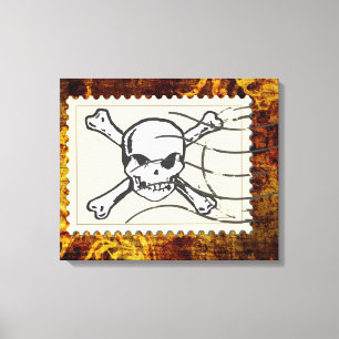 Grappige Vintage 3 van de Zegel van de Schedel Canvas Afdruk