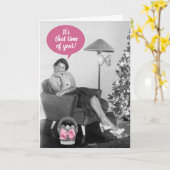 Grappige Vintage 50'er Juffrouw Pasen Kaart (Gele Bloem)