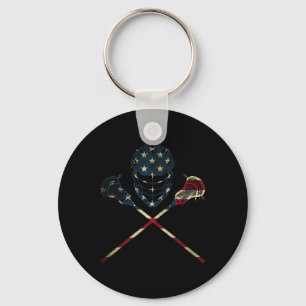 Grappige vintage Amerikaanse vlag Lacrosse Usa spo Sleutelhanger
