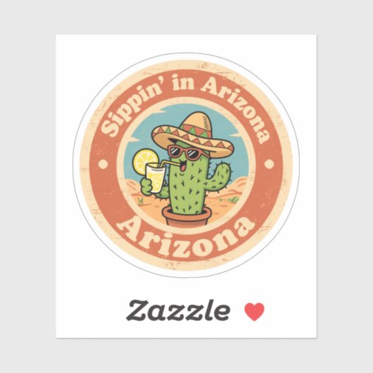 Grappige Vintage Arizona Sippin Cactus Sticker (Vel)