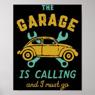 Grappige Vintage Auto Monteur De Garage Roept Poster