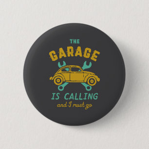 Grappige Vintage Auto Monteur De Garage Roept Ronde Button 5,7 Cm