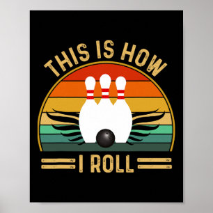 Grappige vintage bowlingshirts voor vrouwen heren poster