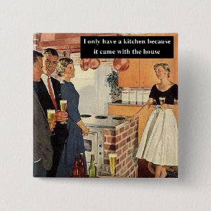 Grappige Vintage Bruiloftsfeest / Housewarming Par Vierkante Button 5,1 Cm