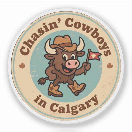 Grappige Vintage Calgary Buffalo Cowboyhoed Retro Sticker (Voorkant)