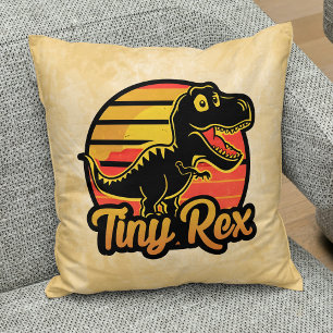 Grappige vintage dinosaurus Trex bij zonsondergang Kussen