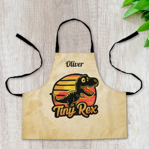Grappige vintage dinosaurus Trex bij zonsondergang Schort