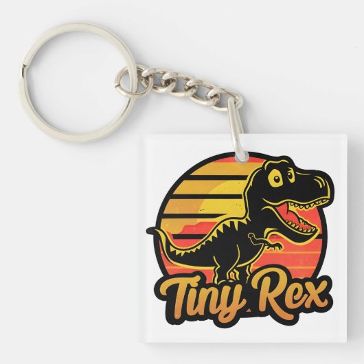 Grappige vintage dinosaurus Trex bij zonsondergang Sleutelhanger (voorkant)
