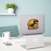 Grappige vintage dinosaurus Trex bij zonsondergang Sticker (Laptop op bureau)