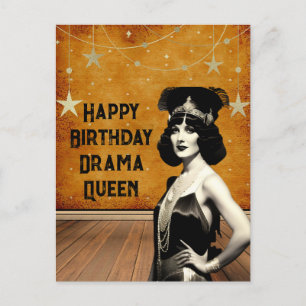 Grappige Vintage Drama Queen Verjaardag Briefkaart
