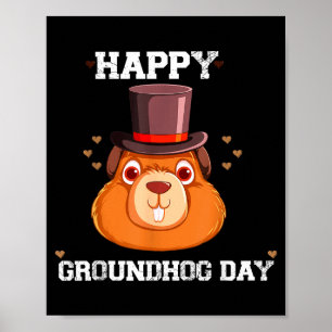 Grappige Vintage Gelukkige Groundhog Day 2024 Vier Poster