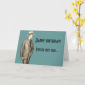 Grappige Vintage Gelukkige Verjaardag Kaart (Gele Bloem)