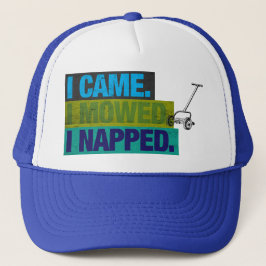 Grappige vintage grasmaaier maaide grap voor papa  trucker pet