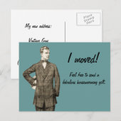 Grappige Vintage, ik ben verhuisd Aankondigingskaart (Voorkant / Achterkant)