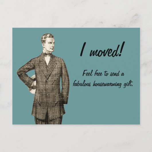 Grappige Vintage, ik ben verhuisd Aankondigingskaart (Voorkant)