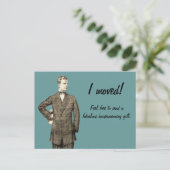 Grappige Vintage, ik ben verhuisd Aankondigingskaart (Staand voorkant)