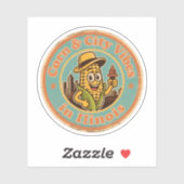 Grappige Vintage Illinois Mais en Retro Stad Sticker (Vel)
