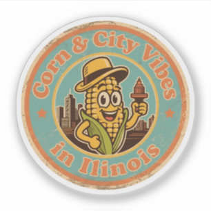 Grappige Vintage Illinois Mais en Retro Stad Sticker