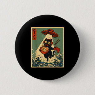 Grappige Vintage Japanse Anime Kat Gamer Ramen Ufo Ronde Button 5,7 Cm