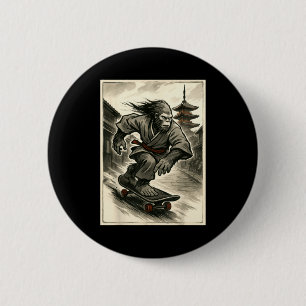 Grappige vintage Japanse Ukiyo-e kunst grafische T Ronde Button 5,7 Cm