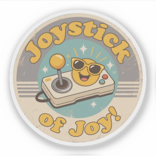 Grappige Vintage Joystick van Plezier Retro Design Sticker (Voorkant)