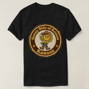 Grappige Vintage Kansas Zonnebloem Cowboy Retro T-shirt