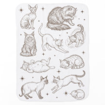 Grappige Vintage Katten in Verschillende Houdingen