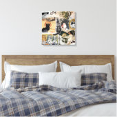 Grappige Vintage Katten Kunst Collage Kattenliefhe Canvas Afdruk (Insitu (Slaapkamer))