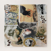 Grappige Vintage Katten Kunst Collage Kattenliefhe Legpuzzel (Horizontaal)