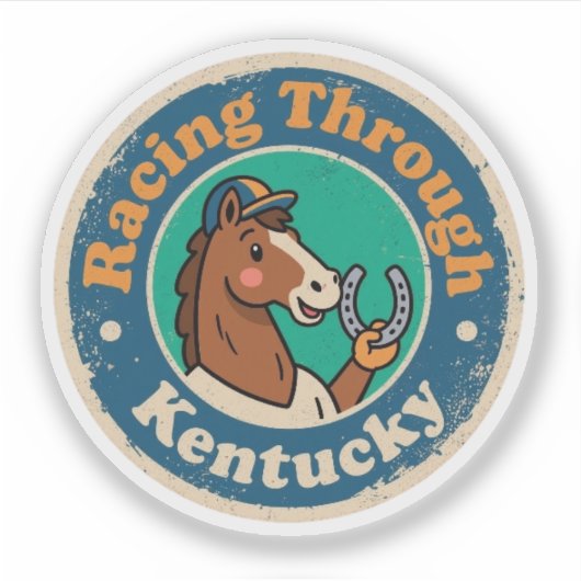 Grappige Vintage Kentucky Paardenrennen Retro Sticker (Voorkant)