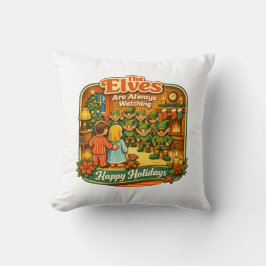 Grappige Vintage Kerstelfjes Kijken Altijd Toe Kussen