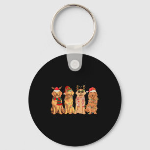 Grappige Vintage Kerstman Goud Retriever Honden Ke Sleutelhanger