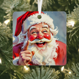Grappige Vintage Kerstman Kerstmis Metalen Ornament